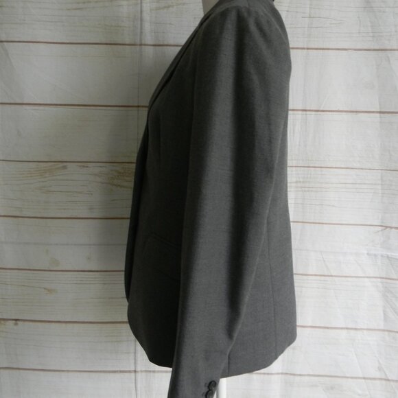 J. Crew Super 120s WM'S 100% WOOL Two-Button Blazer Jacket Size 8 Gray FITTED - Picture 2 of 4
